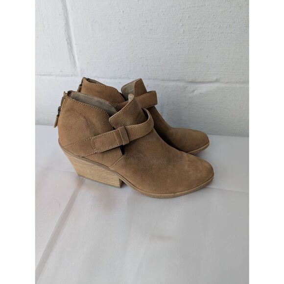 Eileen Fisher Women's Ives Ankle Booties Tan Nubuck Leather Size 9 - Picture 1 of 8